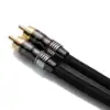 Twee RCA-stekkers met RU connected-logo en rode en witte ring.