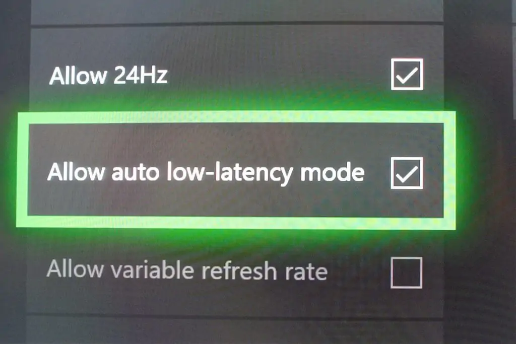 Auto low-latency mode Xbox One X