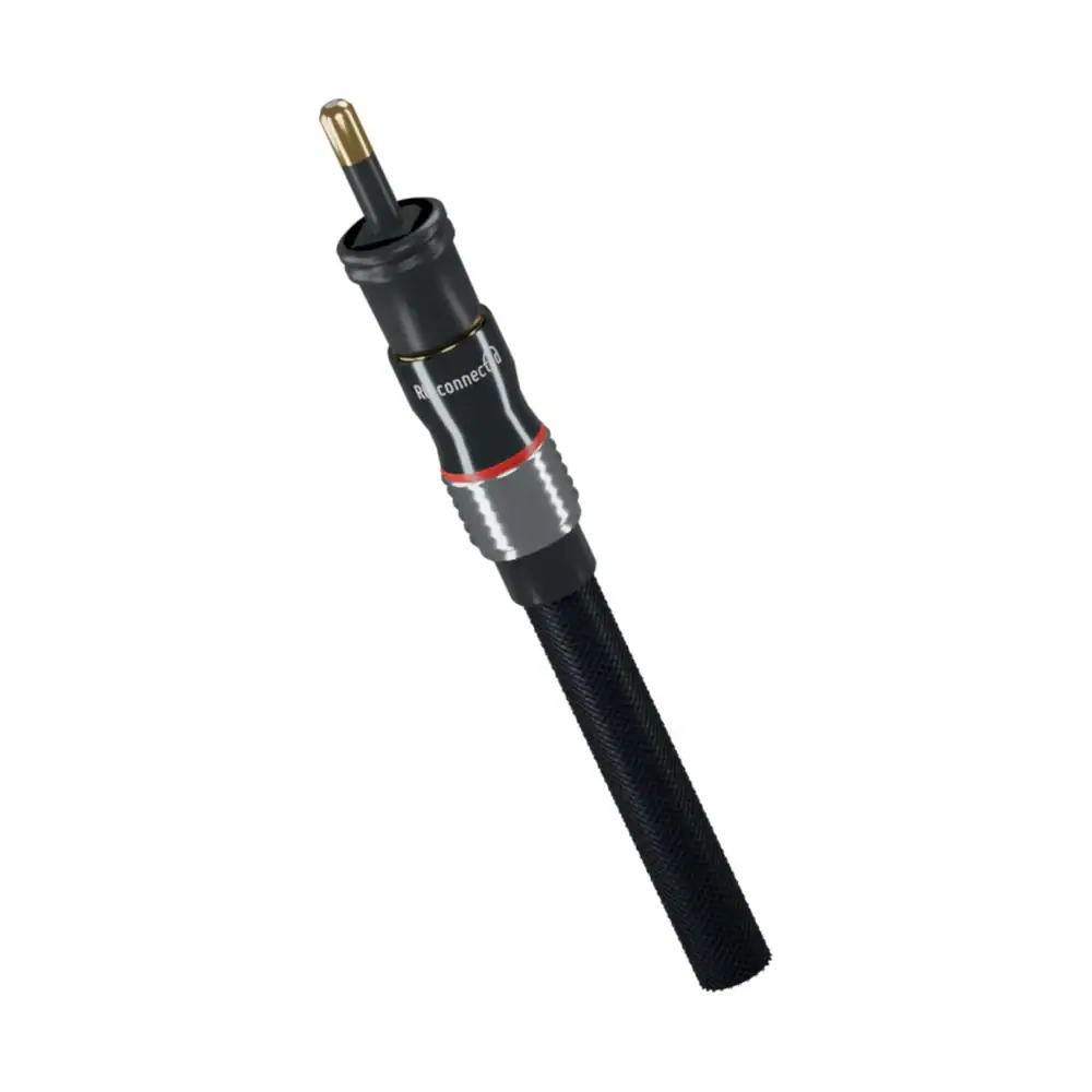 Mini-Toslink adapter op optische kabel Mini-Toslink adapter op de Toslink-connector van een RU connected optische kabel geschoven: de kabel eindigt nu in een optische 3,5 mm plug.